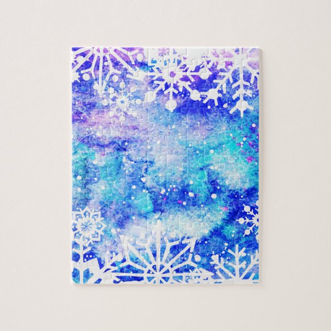 Puzzle Aquarelle bleue de flocon de neige (Vertical)