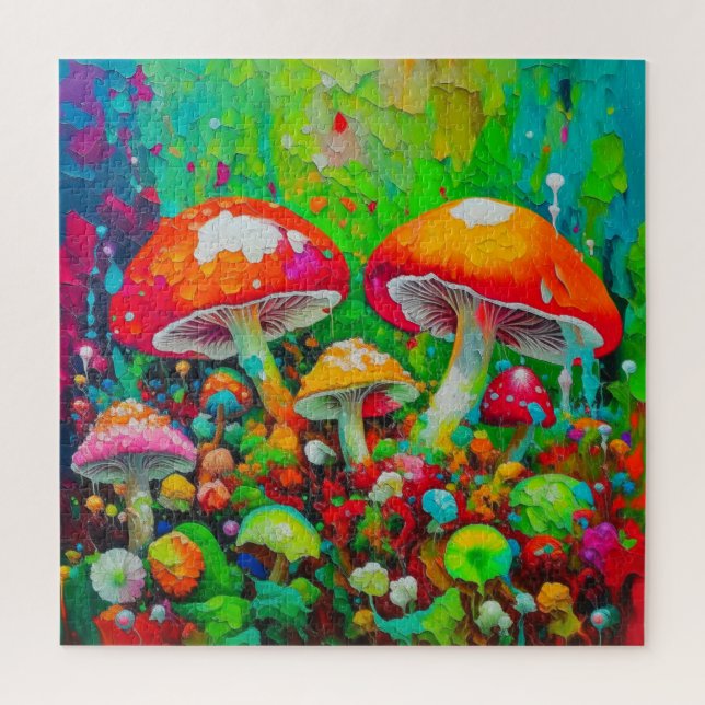 Puzzle Aquarelle Champignons Abstraits (Vertical)