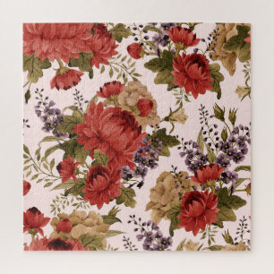 Puzzle Aquarelle Chrysanthemum Roses : Floral sans fil