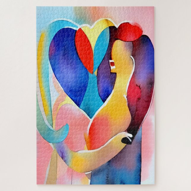 Puzzle Aquarelle Coeur de l'amour Art (Vertical)