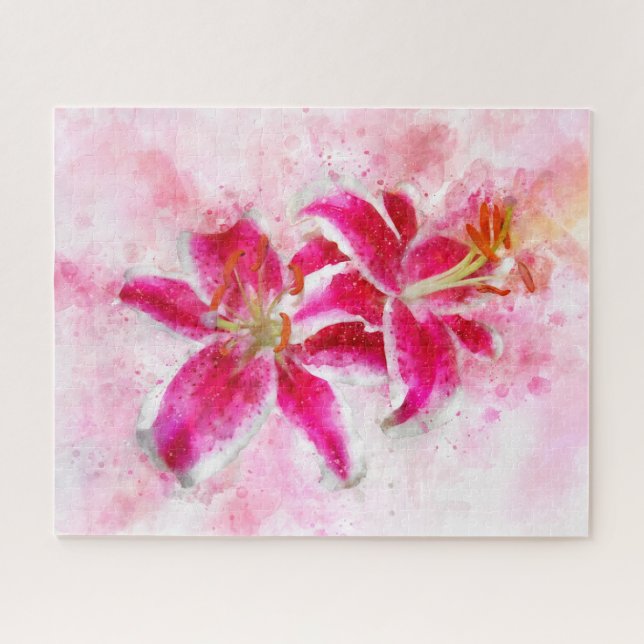 Puzzle Aquarelle de fleur de Stargazer Lily - wb 03 (Horizontal)