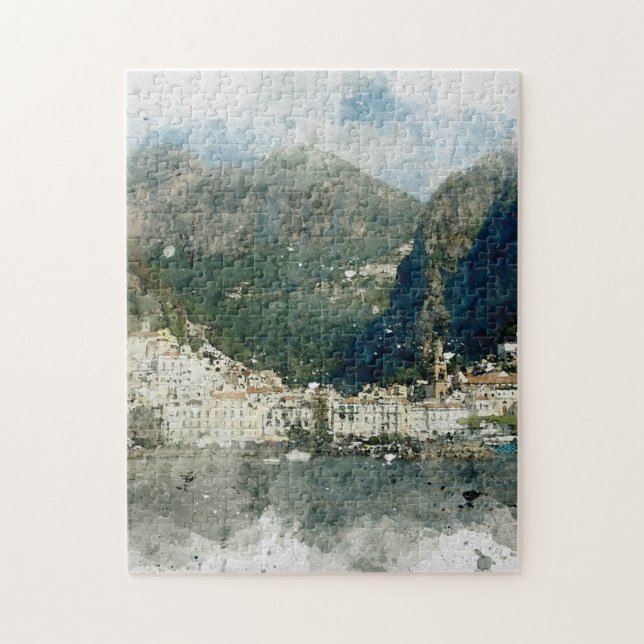 Puzzle Aquarelle de la côte amalfitaine (Vertical)