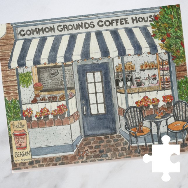 Puzzle Aquarelle de la maison de café (Créateur téléchargé)