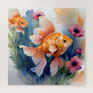 Puzzle Aquarelle de poisson d'or Floral