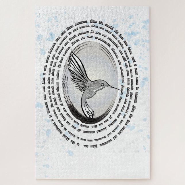 Puzzle Aquarelle d'encre de colibri (Vertical)