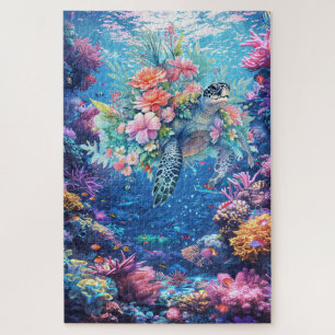 Puzzle Aquarelle difficile Tortue de mer Corail Reef Océa