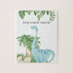 Puzzle Aquarelle Dinosaure Mignon Nom Personnalisé