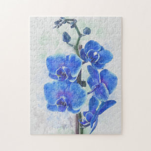 Puzzle Aquarelle d'orchidée Bleue Botanique Art 250 pièce