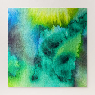 Puzzle Aquarelle en marbre bleu vert