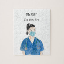 Aquarelle Femme Meilleure infirmière jamais visage
