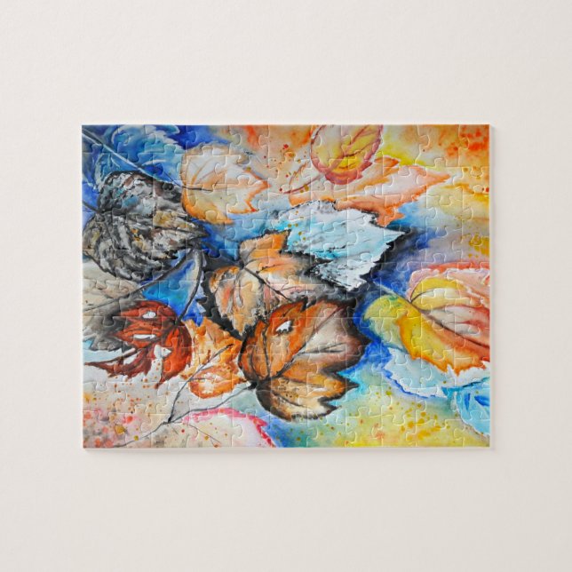 Puzzle Aquarelle - Feuilles d'automne (Horizontal)