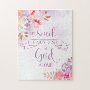 Puzzle Aquarelle Floral, Mon âme trouve le repos - Ps 62: