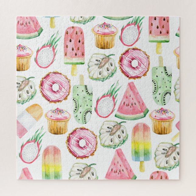 Puzzle Aquarelle fruits tropicaux, glace motif. (Vertical)