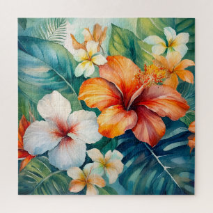 Puzzle Aquarelle Jardin hawaïen Hibiscus tropical