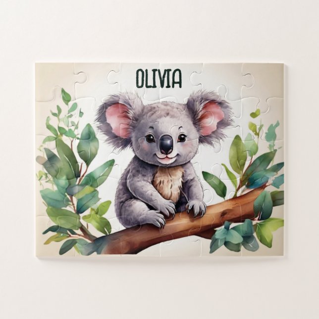 Puzzle Aquarelle Koala Baby Love Personnalisée (Horizontal)