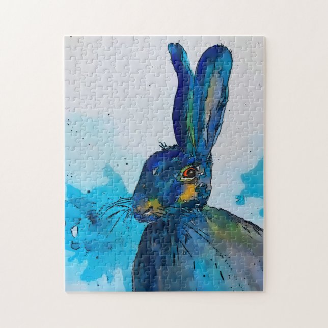 Puzzle Aquarelle lièvre lapin  (Vertical)
