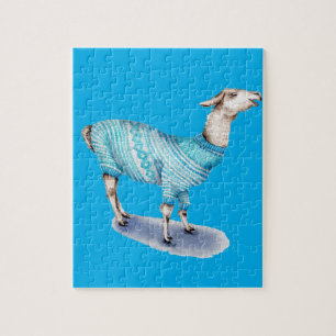 Puzzle Aquarelle Llama en bleu Sweat