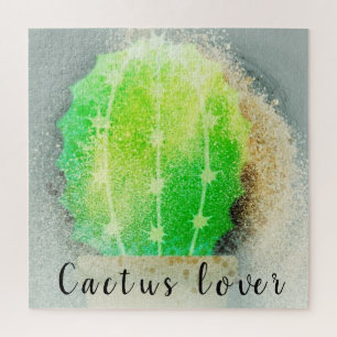 Puzzle Aquarelle Macro moderne Cactus vert
