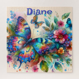 Puzzle Aquarelle Papillon Floral Garden Personnalisé