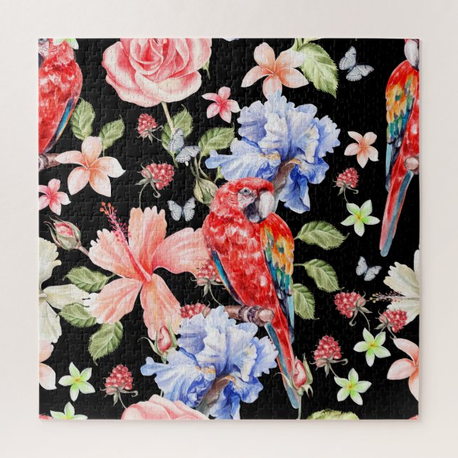 Puzzle Aquarelle Parrot : Parfum Floral Romance. (Vertical)