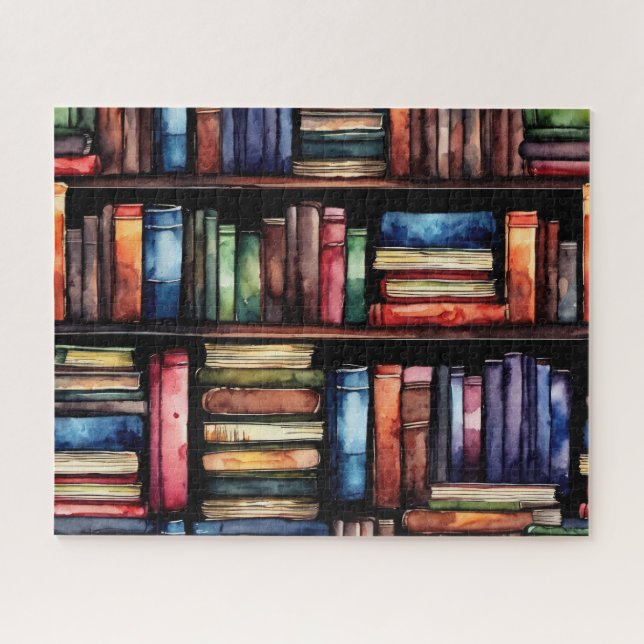 Puzzle Aquarelle Peinte de la pile de livres de lecture (Horizontal)