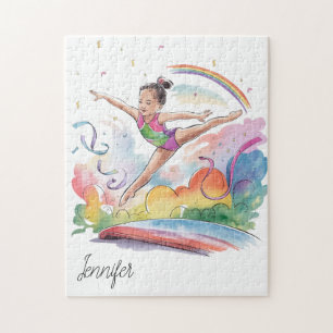 Puzzle Aquarelle Personnalisée Cute gymnastique fille ros