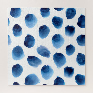 Puzzle Aquarelle Points Bleus : Peint à la main sans cout