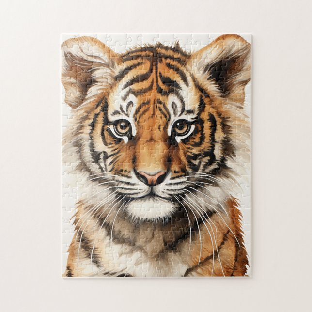 Puzzle Aquarelle Portrait d'un petit tigre (Vertical)
