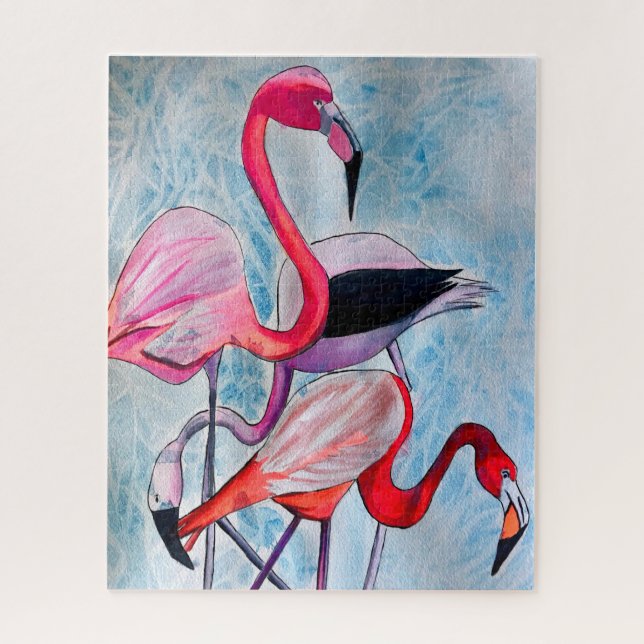 Puzzle Aquarelle rose flamand coloré (Vertical)