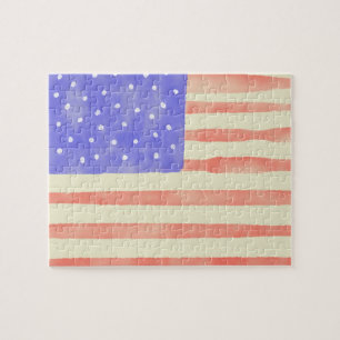 Puzzle Aquarelle rustique USA drapeau américain