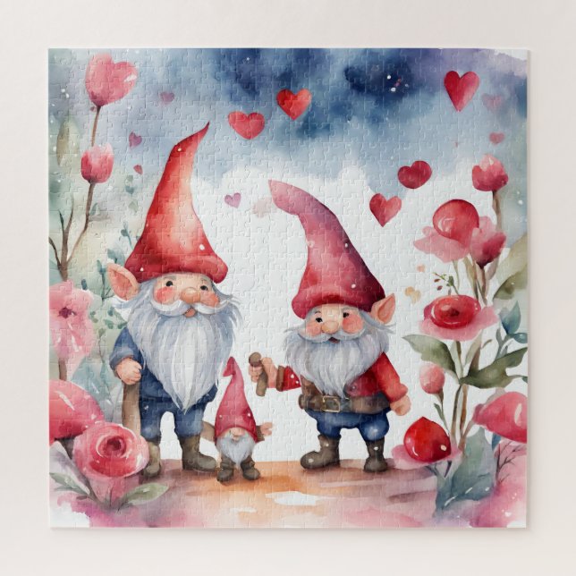 Puzzle Aquarelle Saint-Valentin Fête Terre Gnome (Vertical)