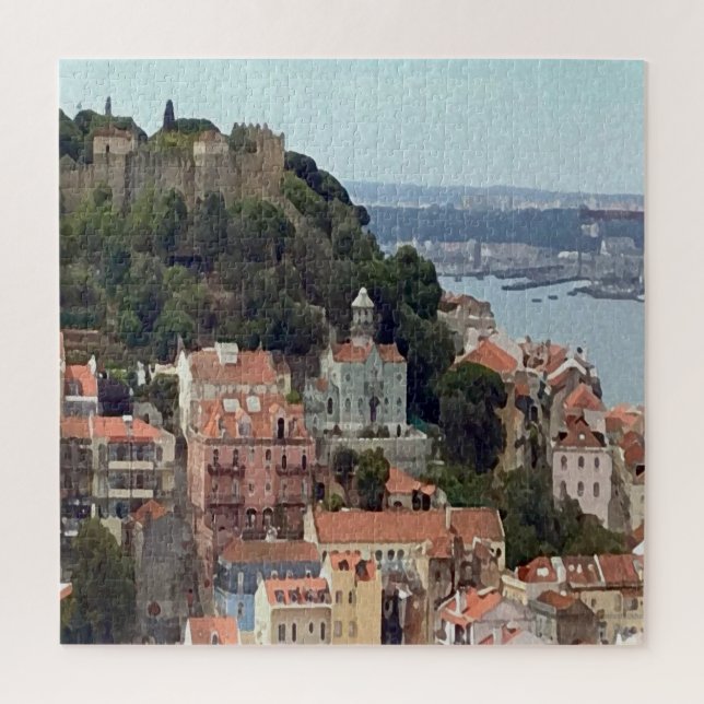 Puzzle Aquarelle Skyline de Lisbonne (Vertical)