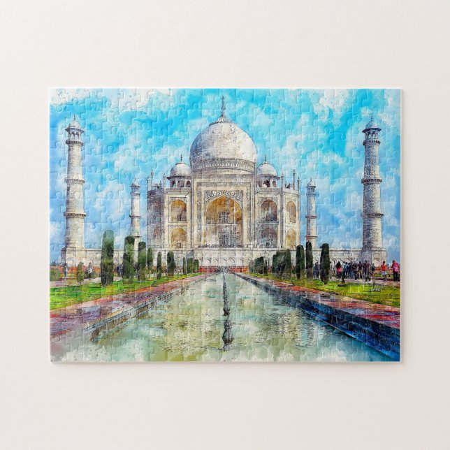 Puzzle Aquarelle Taj Mahal Peinte (Horizontal)