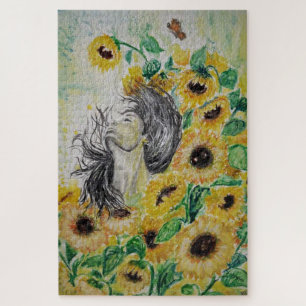 Puzzle Aquarelle - Tournesol Hug - Choisir la taille