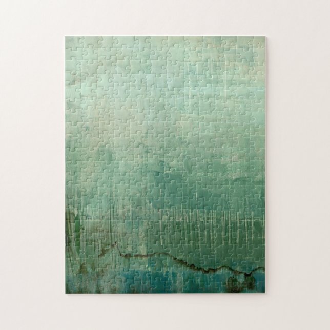 Puzzle Aquarelle verte contemporaine (Vertical)