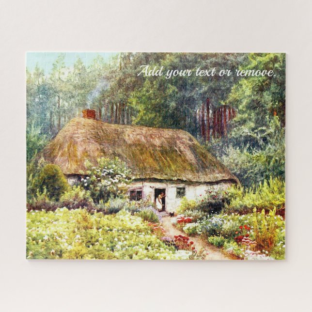 Puzzle Aquarelle victorienne du chalet et jardin anglais, (Horizontal)