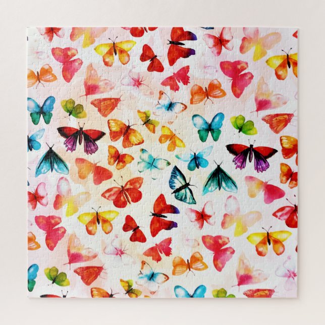 Puzzle Aquarelle Whimsical Rainbow Forest Butterfly (Vertical)