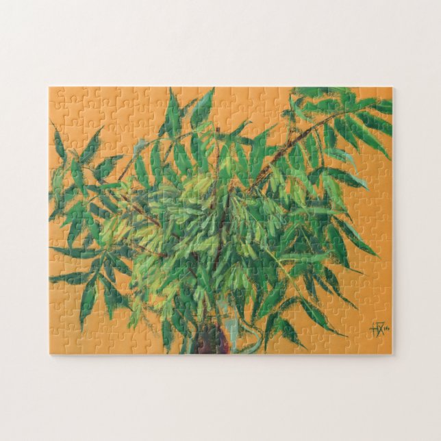 Puzzle Arbre à cendres, Feuille vert Art Floral Peinture  (Horizontal)