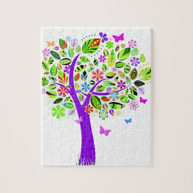 Puzzle Arbre abstrait avec des motifs de fleur (Vertical)
