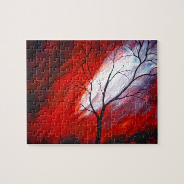 Puzzle Arbre Abstrait et ciel rouge (Horizontal)