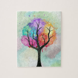 Puzzle Arbre belle couleur Pastel Peinture à l'huile Abst