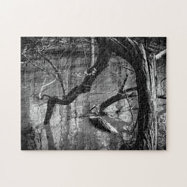 Puzzle Arbre dans l'eau, photographie foncée d'horreur, (Horizontal)