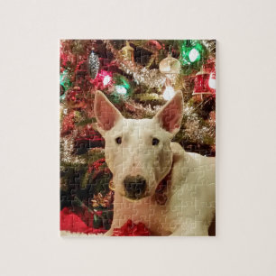 Puzzle arbre de cadeau de Noël de bull-terrier