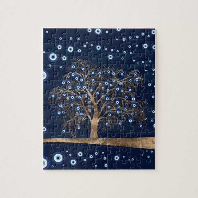 Puzzle Arbre de charme nazi - Or sur bleu foncé (Vertical)