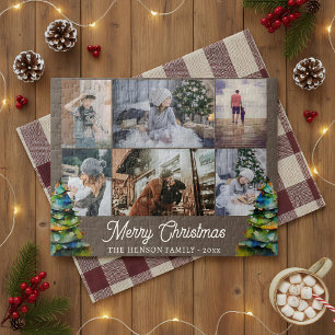 Puzzle Arbre de Noël Aquarelle Famille 6 Photo Collage