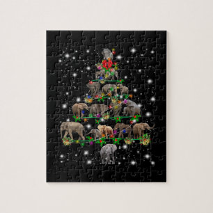 Puzzle Arbre De Noël Éléphant Couvert De Lampe De Feu