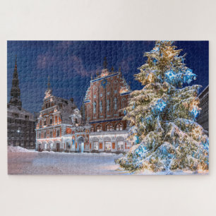 Puzzle Arbre de Noël et Maison des Noirs à Riga Jigsaw
