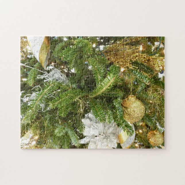 Puzzle Arbre de Noël I Argent et Or (Horizontal)