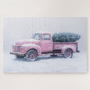 Puzzle Arbre de Noël vintage Pink Truck