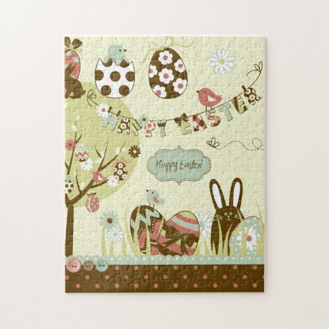 Puzzle Arbre de Pâques et une corde à  linge avec des (Vertical)